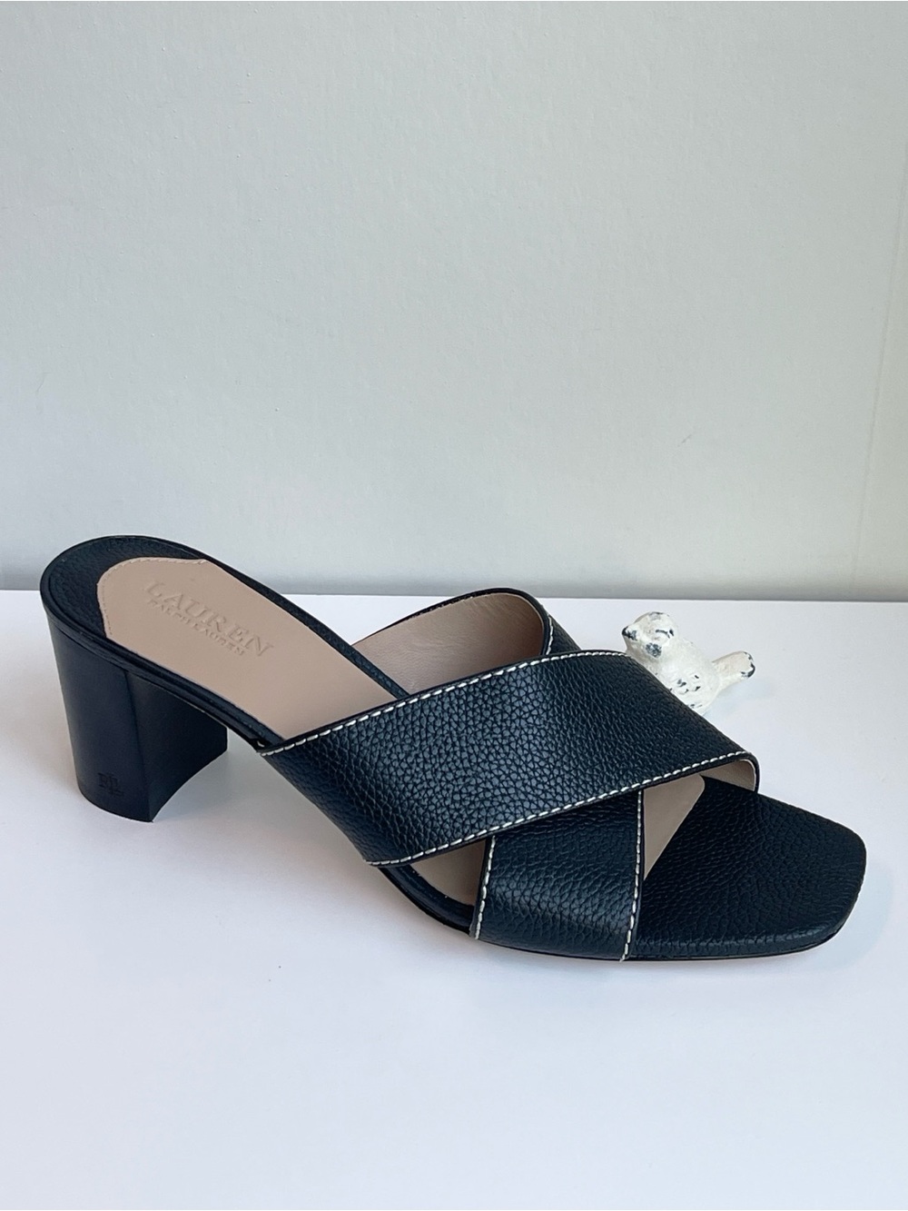Lauren Ralph Lauren Women's Freddi Tumbled Leather Sandals In Black Size 7B 🆕
